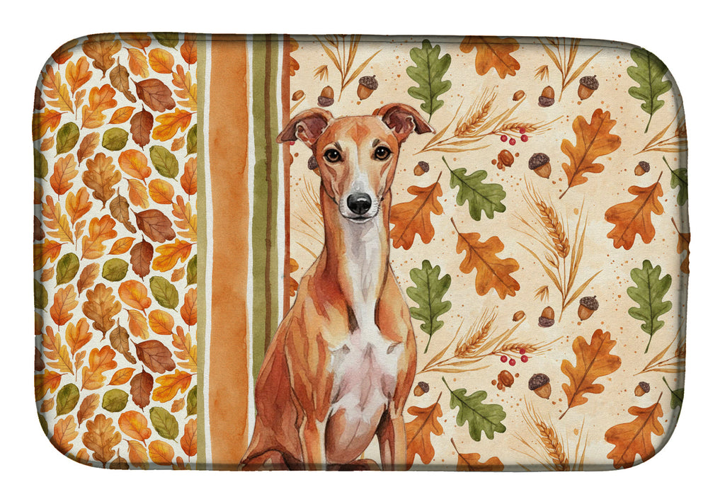 Red Whippet Heirloom Fall Dish Drying Mat Absorbent Dish Drying Mat Pad for Kitchen Counter Dish Drainer Mat for Countertop, 14 x 21", Multicolor