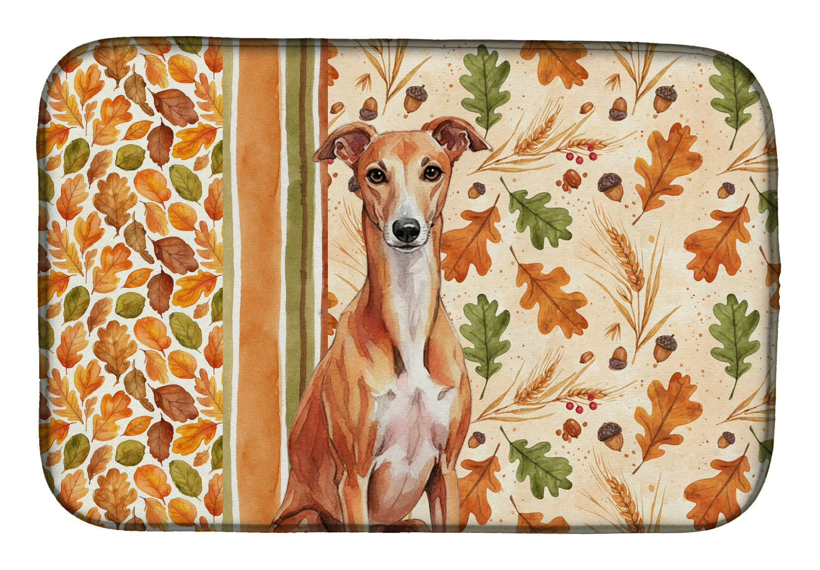 Red Whippet Heirloom Fall Dish Drying Mat Absorbent Dish Drying Mat Pad for Kitchen Counter Dish Drainer Mat for Countertop, 14 x 21", Multicolor