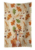 Red Whippet Heirloom Fall Kitchen Towel Velour Plush Front and Cotton Loop Back Machine Washable