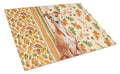 Red Whippet Heirloom Fall Cutting Board Tempered Glass Kitchen Cutting Surface, Heat Resistant Chopping, Non-Slip Feet, Food Prep & Serving