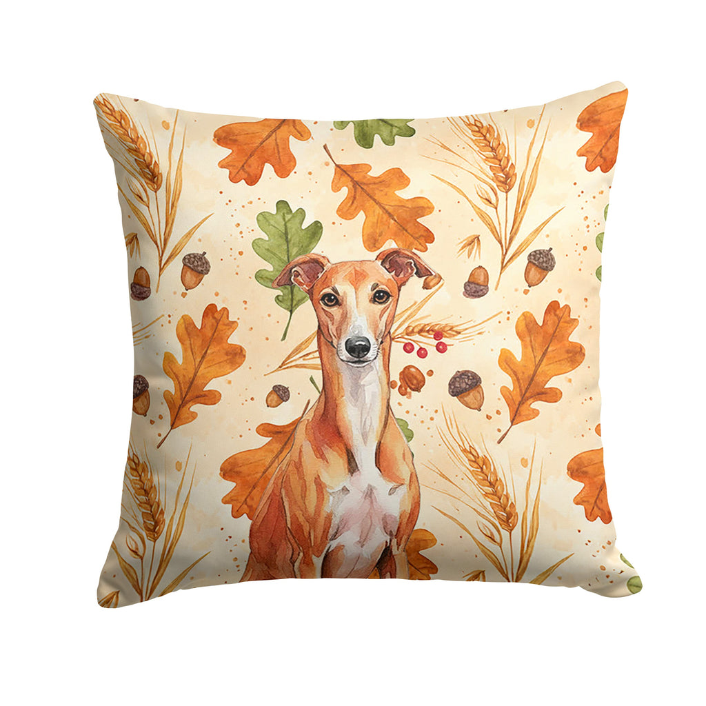 Red Whippet Heirloom Fall Decorative Throw Pillow 18x18 Indoor Outdoor Accent Cushion, Fabric Cover with Insert for Sofa, Bed, Porch & Living Room