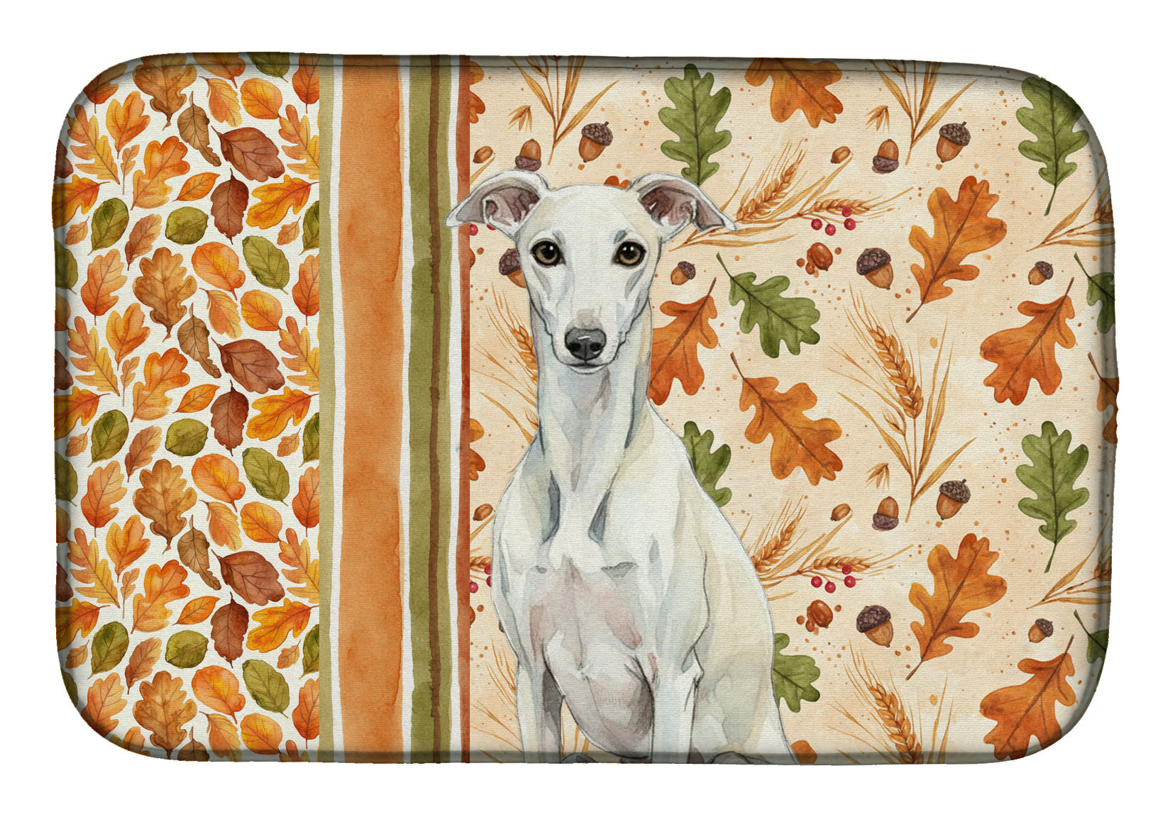 White Whippet Heirloom Fall Dish Drying Mat Absorbent Dish Drying Mat Pad for Kitchen Counter Dish Drainer Mat for Countertop, 14 x 21", Multicolor