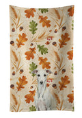 White Whippet Heirloom Fall Kitchen Towel Velour Plush Front and Cotton Loop Back Machine Washable