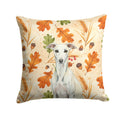 White Whippet Heirloom Fall Decorative Throw Pillow 14x14 Indoor Outdoor Accent Cushion, Fabric Cover with Insert for Sofa, Bed, Porch & Living Room