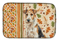 Wire Fox Terrier Heirloom Fall Dish Drying Mat Absorbent Dish Drying Mat Pad for Kitchen Counter Dish Drainer Mat for Countertop, 14 x 21", Multicolor