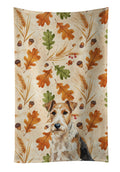 Wire Fox Terrier Heirloom Fall Kitchen Towel Velour Plush Front and Cotton Loop Back Machine Washable