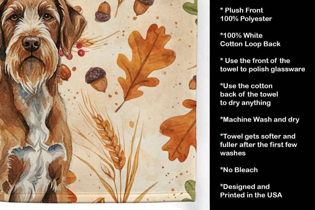 Wirehaired Pointing Griffon Heirloom Fall Kitchen Towel Velour Plush Front and Cotton Loop Back Machine Washable