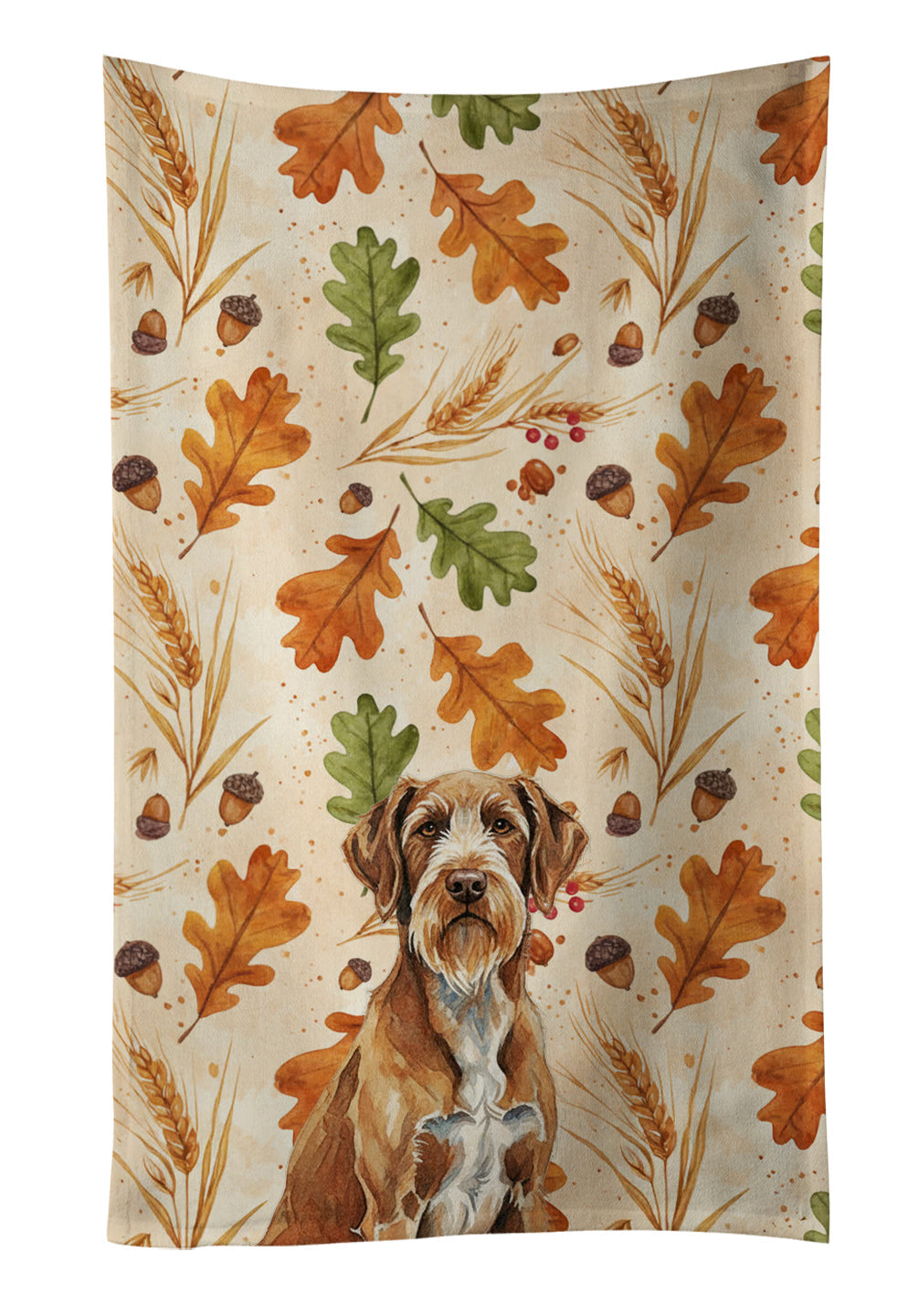 Wirehaired Pointing Griffon Heirloom Fall Kitchen Towel Velour Plush Front and Cotton Loop Back Machine Washable