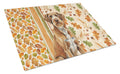 Wirehaired Pointing Griffon Heirloom Fall Cutting Board Tempered Glass Kitchen Cutting Surface, Heat Resistant Chopping, Non-Slip Feet, Food Prep & Serving