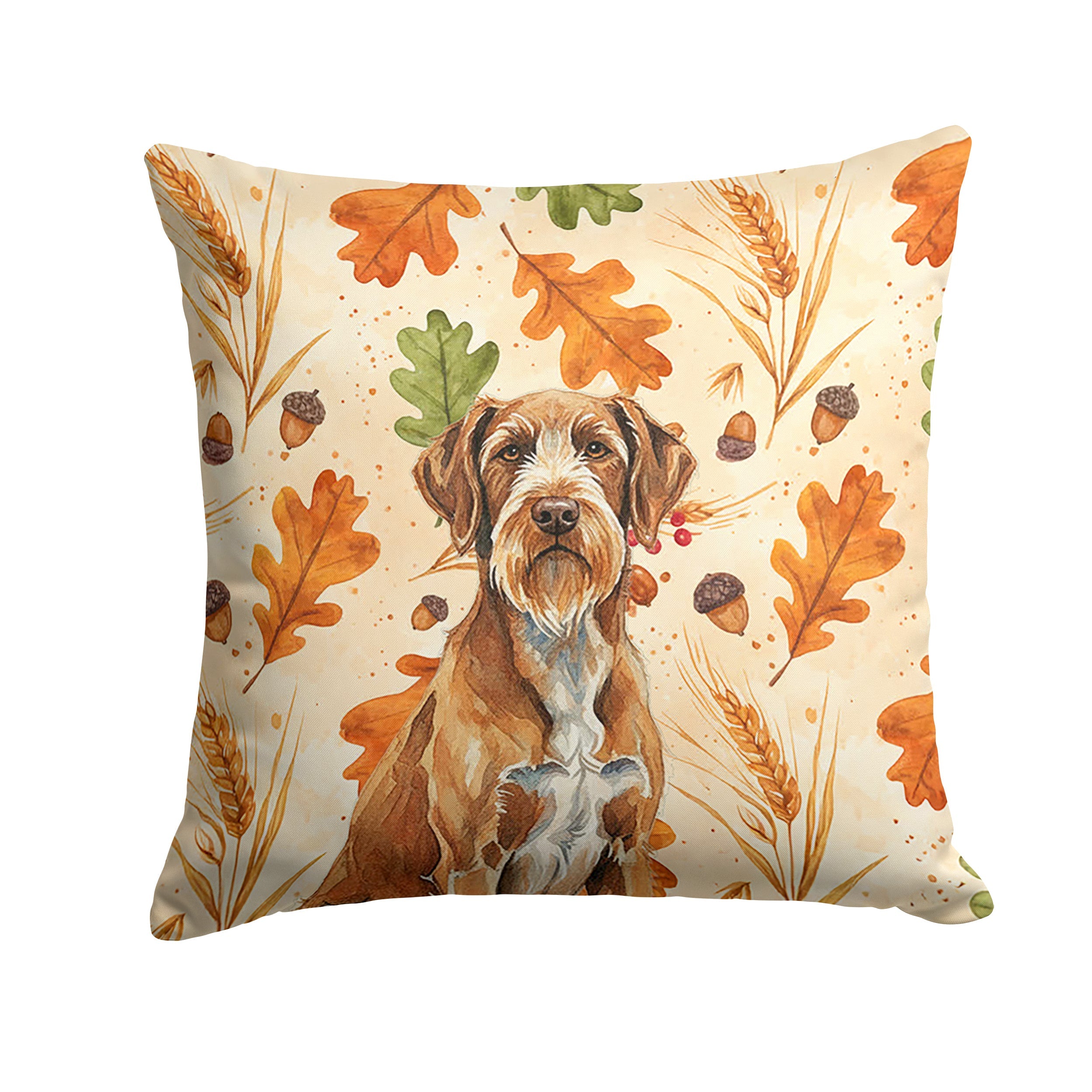Wirehaired Pointing Griffon Heirloom Fall Decorative Throw Pillow 18x18 Indoor Outdoor Accent Cushion, Fabric Cover with Insert for Sofa, Bed, Porch & Living Room