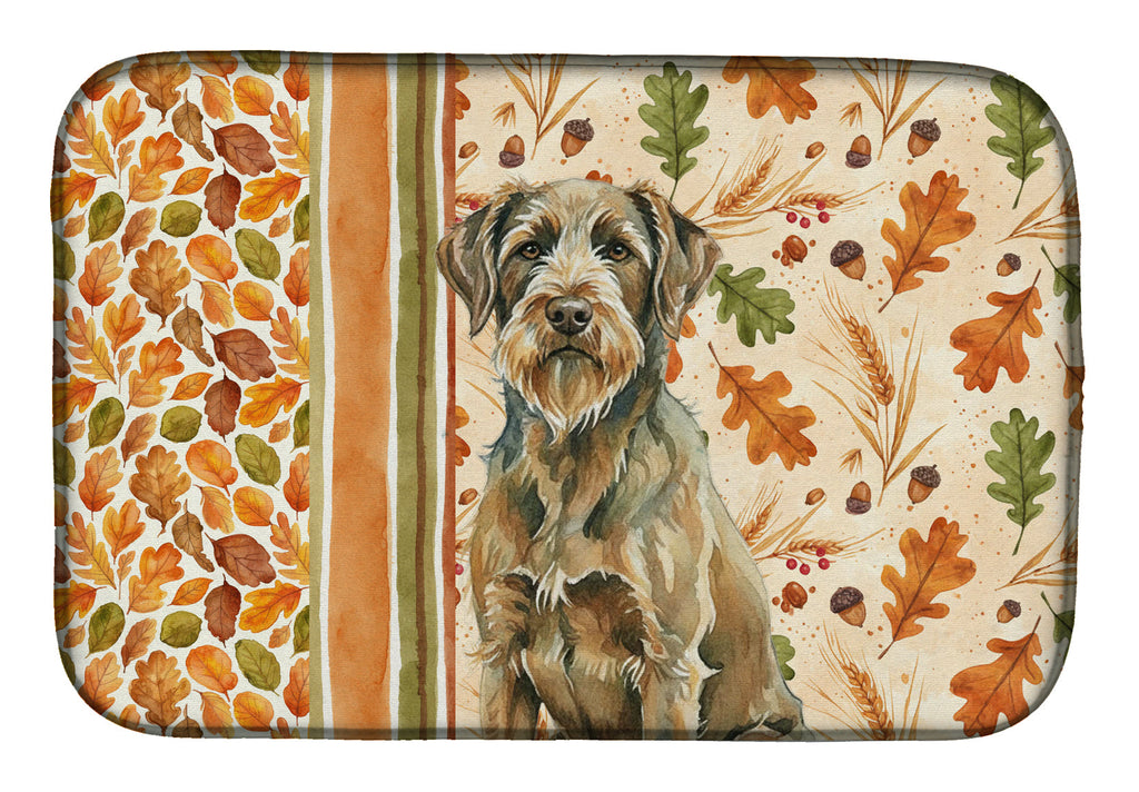 Chestnut Wirehaired Pointing Griffon Heirloom Fall Dish Drying Mat Absorbent Dish Drying Mat Pad for Kitchen Counter Dish Drainer Mat for Countertop, 14 x 21", Multicolor