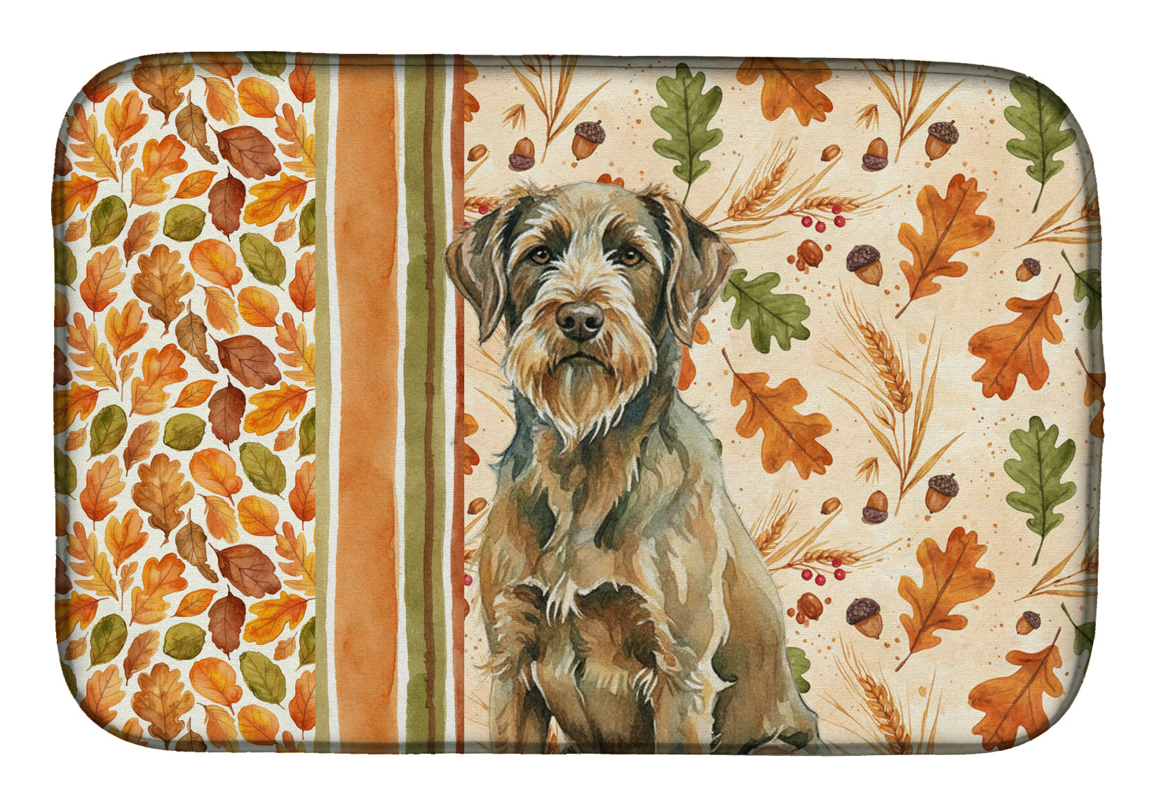 Chestnut Wirehaired Pointing Griffon Heirloom Fall Dish Drying Mat Absorbent Dish Drying Mat Pad for Kitchen Counter Dish Drainer Mat for Countertop, 14 x 21", Multicolor