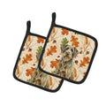 Chestnut Wirehaired Pointing Griffon Heirloom Fall Pot Holder Set of 2 Heat Resistant Quilted Hot Pads 7.5 x 7.5 Inch, Insulated Kitchen Trivets for Cooking & Baking