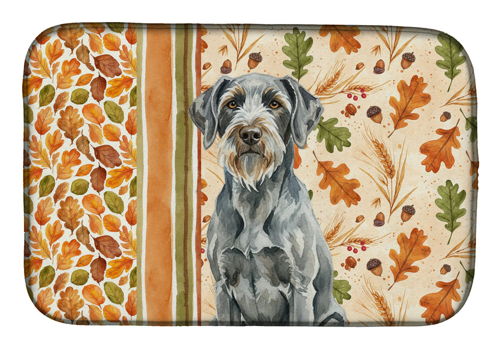 Steel Gray Wirehaired Pointing Griffon Heirloom Fall Dish Drying Mat Absorbent Dish Drying Mat Pad for Kitchen Counter Dish Drainer Mat for Countertop, 14 x 21", Multicolor
