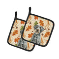 Steel Gray Wirehaired Pointing Griffon Heirloom Fall Pot Holder Set of 2 Heat Resistant Quilted Hot Pads 7.5 x 7.5 Inch, Insulated Kitchen Trivets for Cooking & Baking