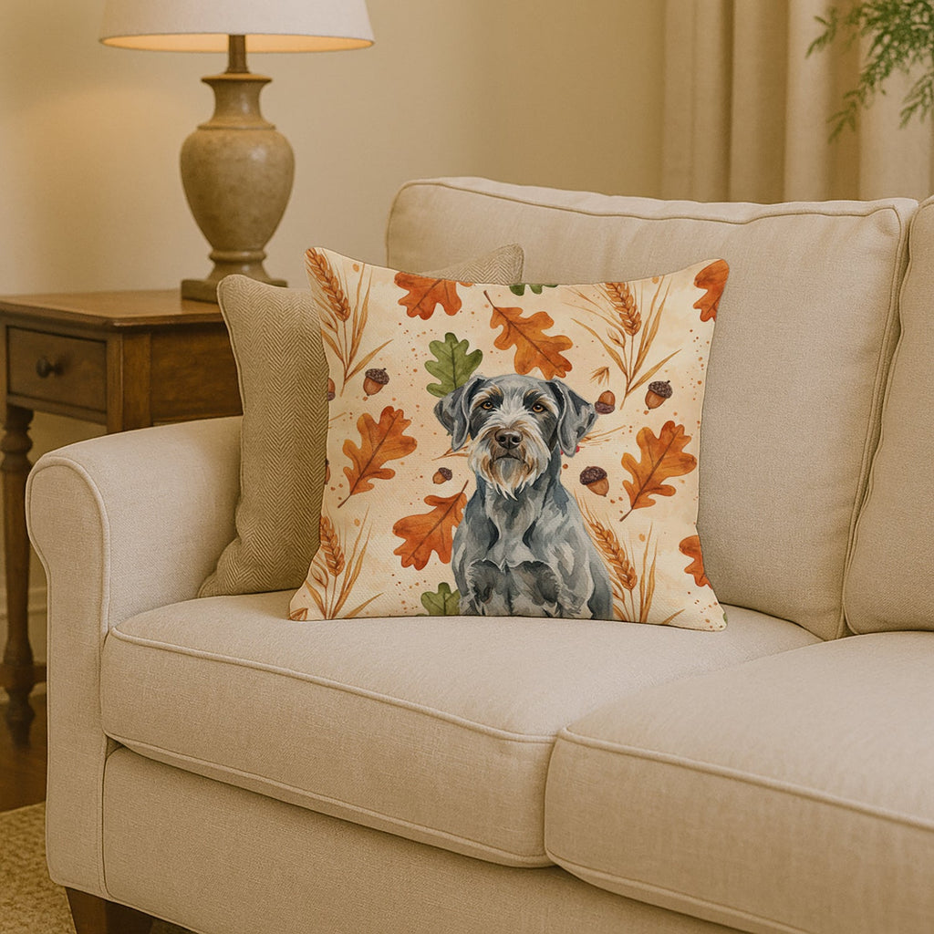 Steel Gray Wirehaired Pointing Griffon Heirloom Fall Decorative Throw Pillow 14x14 Indoor Outdoor Accent Cushion, Fabric Cover with Insert for Sofa, Bed, Porch & Living Room