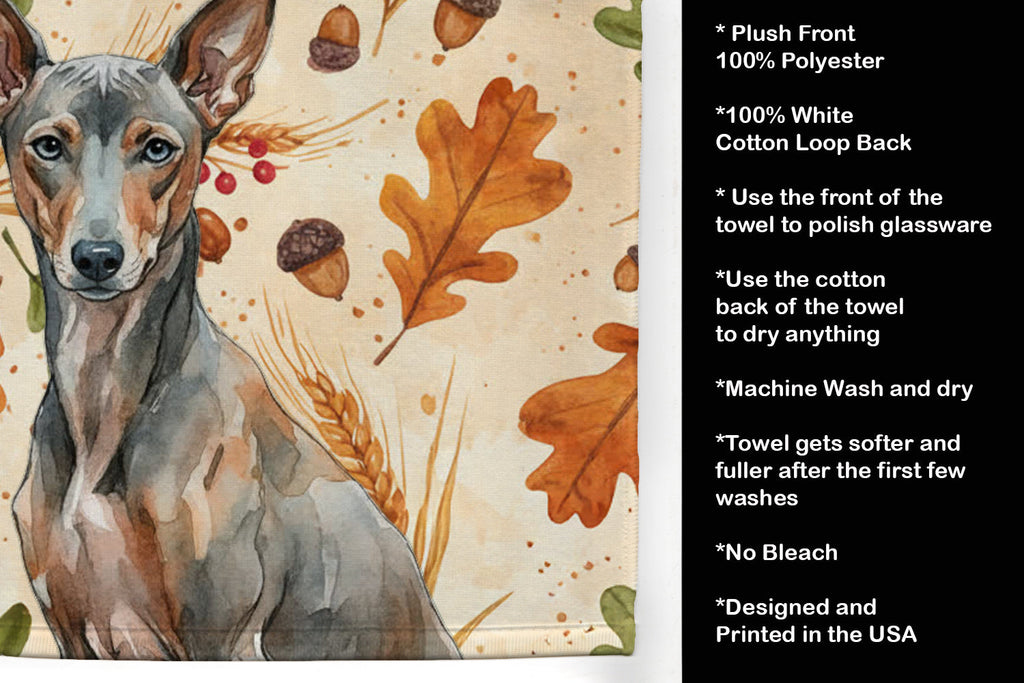 Xoloitzcuintli Heirloom Fall Kitchen Towel Velour Plush Front and Cotton Loop Back Machine Washable