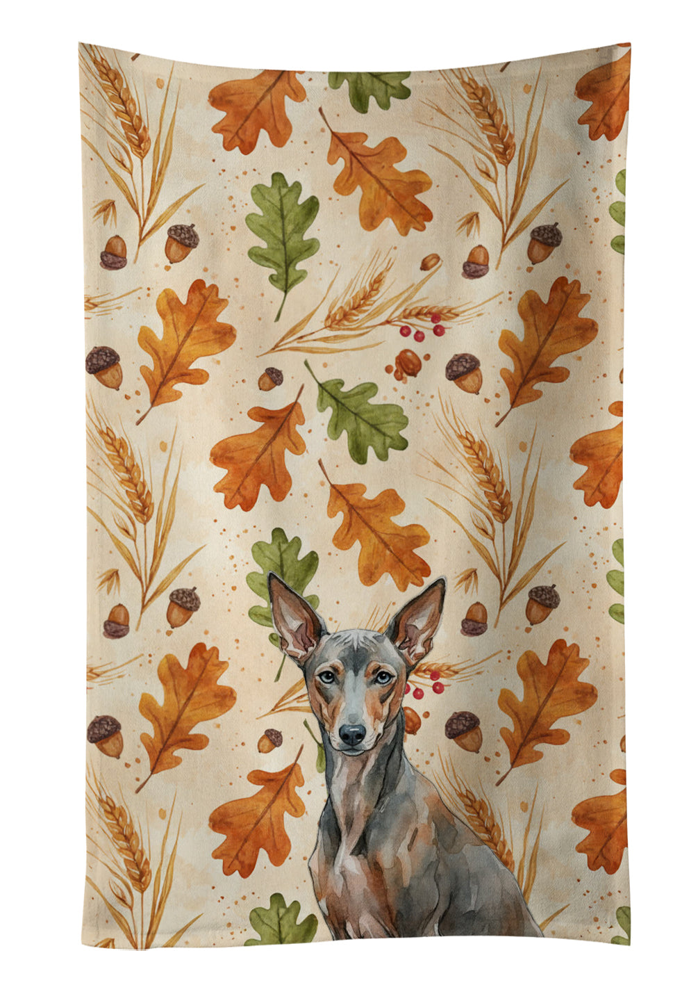 Xoloitzcuintli Heirloom Fall Kitchen Towel Velour Plush Front and Cotton Loop Back Machine Washable