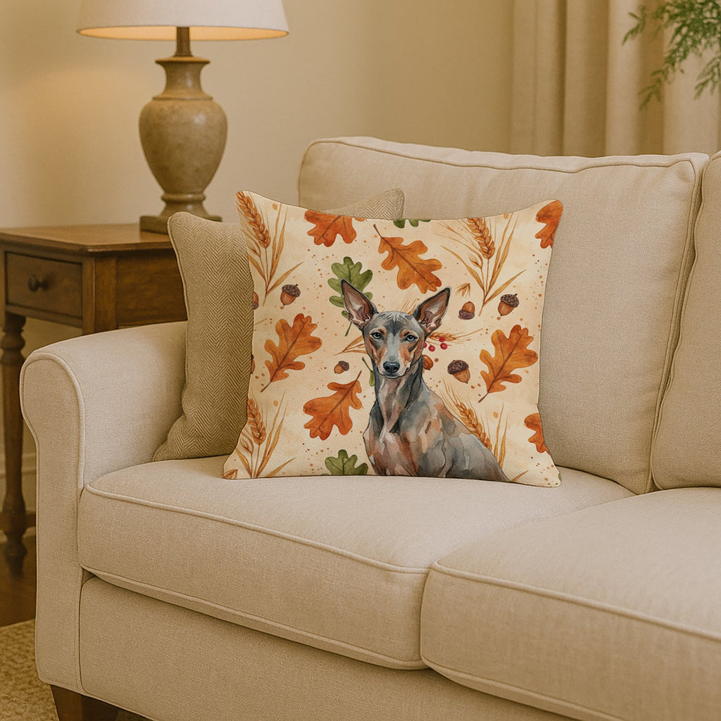 Xoloitzcuintli Heirloom Fall Decorative Throw Pillow 14x14 Indoor Outdoor Accent Cushion, Fabric Cover with Insert for Sofa, Bed, Porch & Living Room