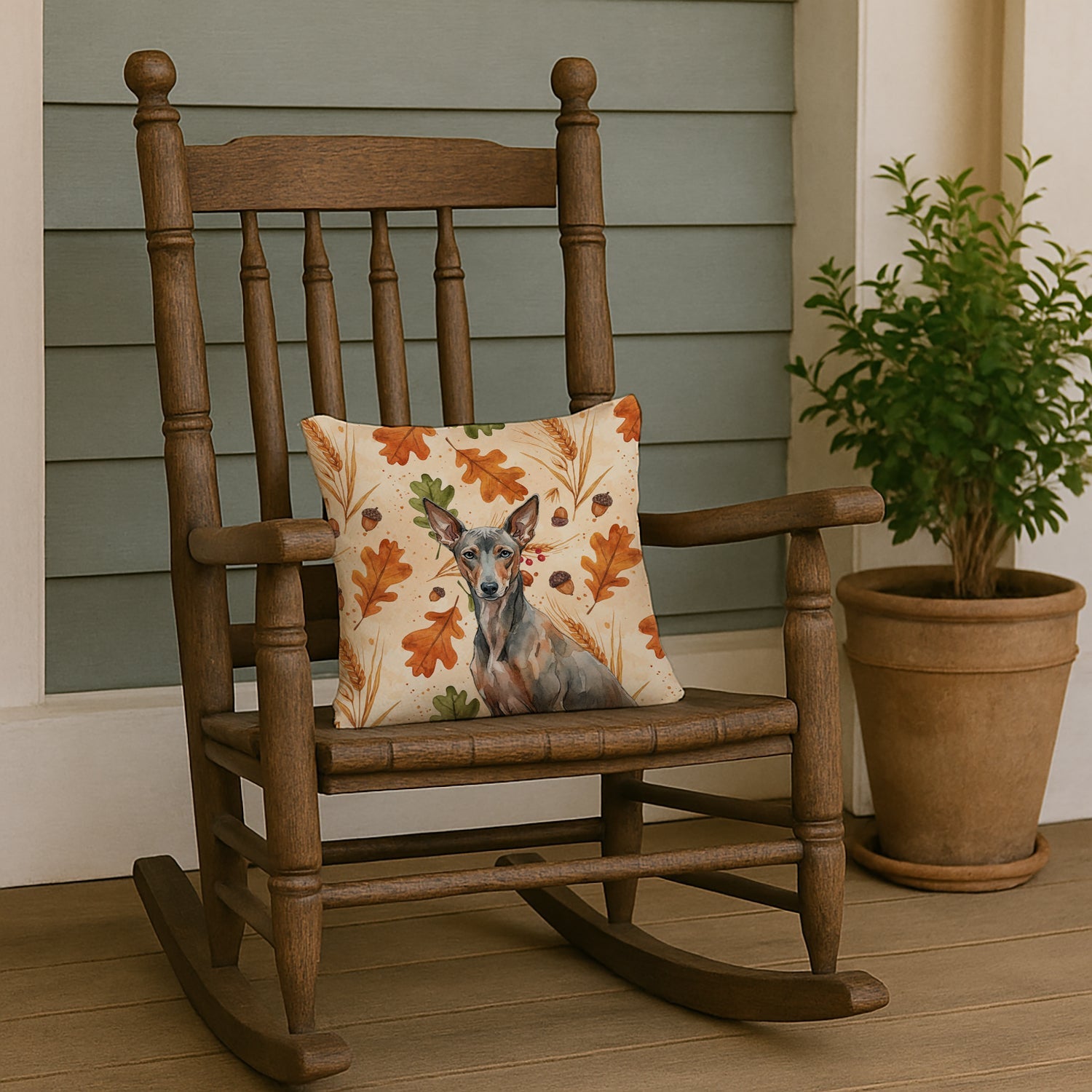 Xoloitzcuintli Heirloom Fall Decorative Throw Pillow 14x14 Indoor Outdoor Accent Cushion, Fabric Cover with Insert for Sofa, Bed, Porch & Living Room