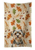 Yorkiepoo Heirloom Fall Kitchen Towel Velour Plush Front and Cotton Loop Back Machine Washable