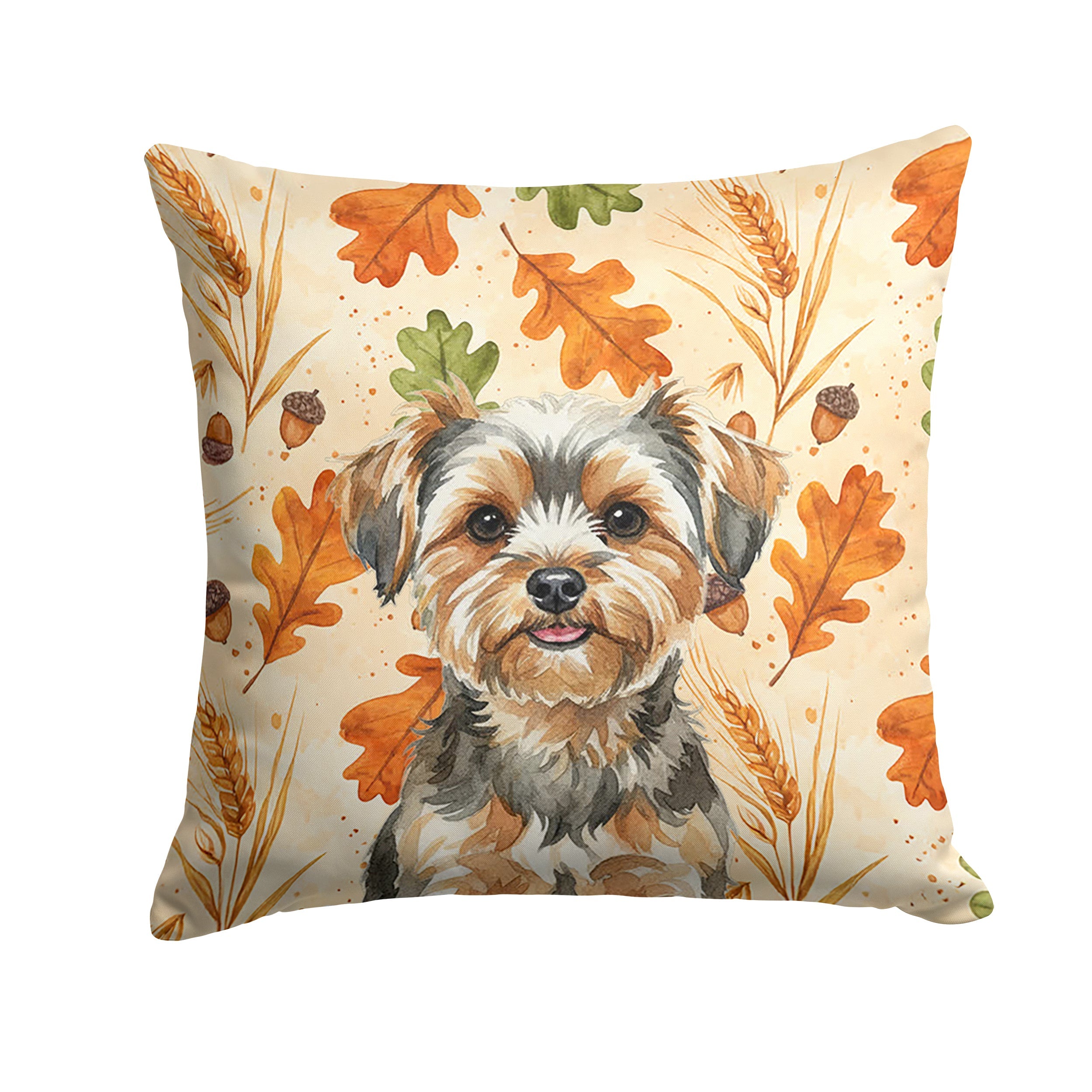 Yorkiepoo Heirloom Fall Decorative Throw Pillow 18x18 Indoor Outdoor Accent Cushion, Fabric Cover with Insert for Sofa, Bed, Porch & Living Room