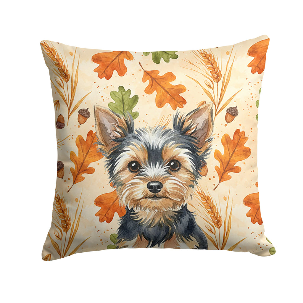 Black and Tan Yorkshire Terrier Heirloom Fall Decorative Throw Pillow 18x18 Indoor Outdoor Accent Cushion, Fabric Cover with Insert for Sofa, Bed, Porch & Living Room