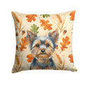 Blue and Tan Yorkshire Terrier Heirloom Fall Decorative Throw Pillow 14x14 Indoor Outdoor Accent Cushion, Fabric Cover with Insert for Sofa, Bed, Porch & Living Room