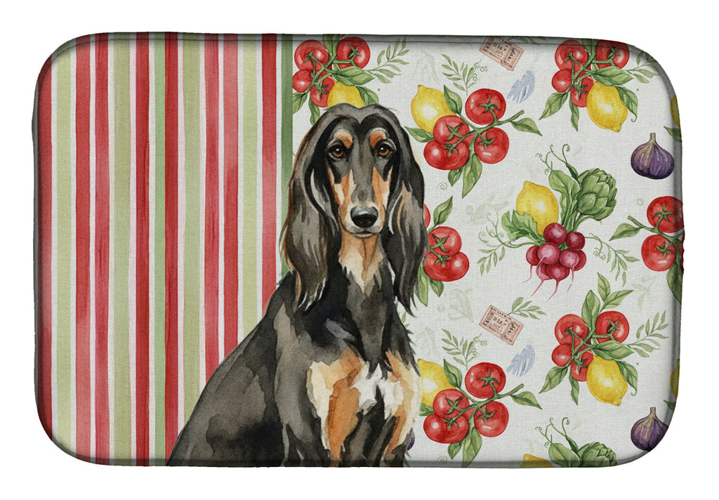 Black & Tan Afghan Hound Vegetables Dish Drying Mat Absorbent Dish Drying Mat Pad for Kitchen Counter Dish Drainer Mat for Countertop, 14 x 21", Multicolor