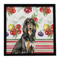 Black & Tan Afghan Hound Vegetables Framed Metal Print Bathroom, Kitchen, Office, Home Decor Wall Art Ready to Hang, Square, 8X8