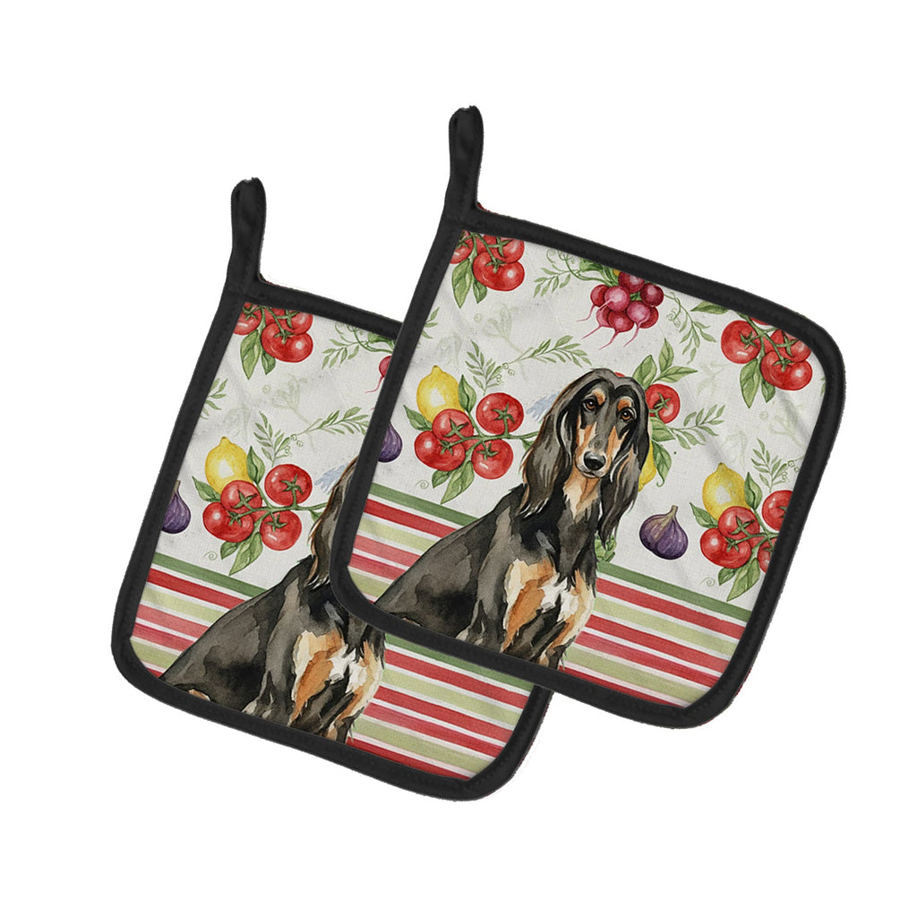 Black & Tan Afghan Hound Vegetables Pot Holder Set of 2 Heat Resistant Quilted Hot Pads 7.5 x 7.5 Inch, Insulated Kitchen Trivets for Cooking & Baking