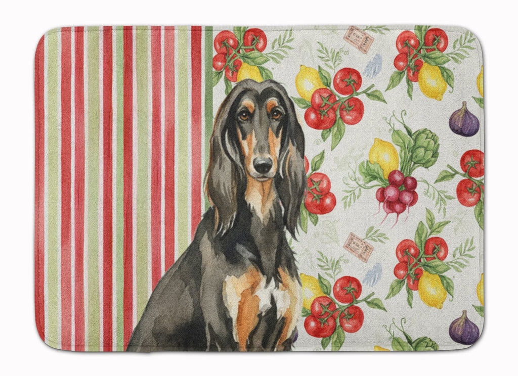 Black & Tan Afghan Hound Vegetables Memory Foam Kitchen Mat Machine Washable Anti-Fatigue Cushion Comfort Bath or Kitchen Rug