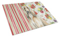 Afghan Hound Vegetables Cutting Board Tempered Glass Kitchen Cutting Surface, Heat Resistant Chopping, Non-Slip Feet, Food Prep & Serving