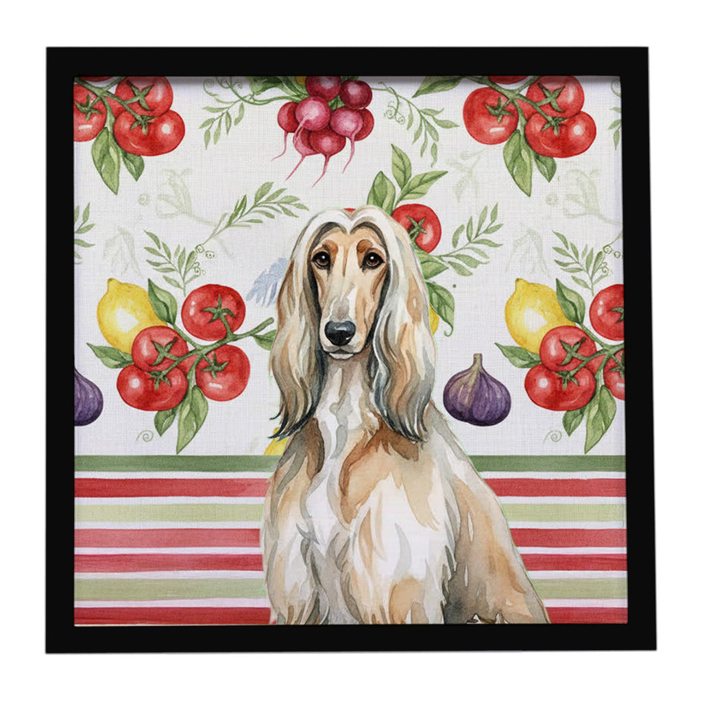 Afghan Hound Vegetables Framed Metal Print Bathroom, Kitchen, Office, Home Decor Wall Art Ready to Hang, Square, 8X8