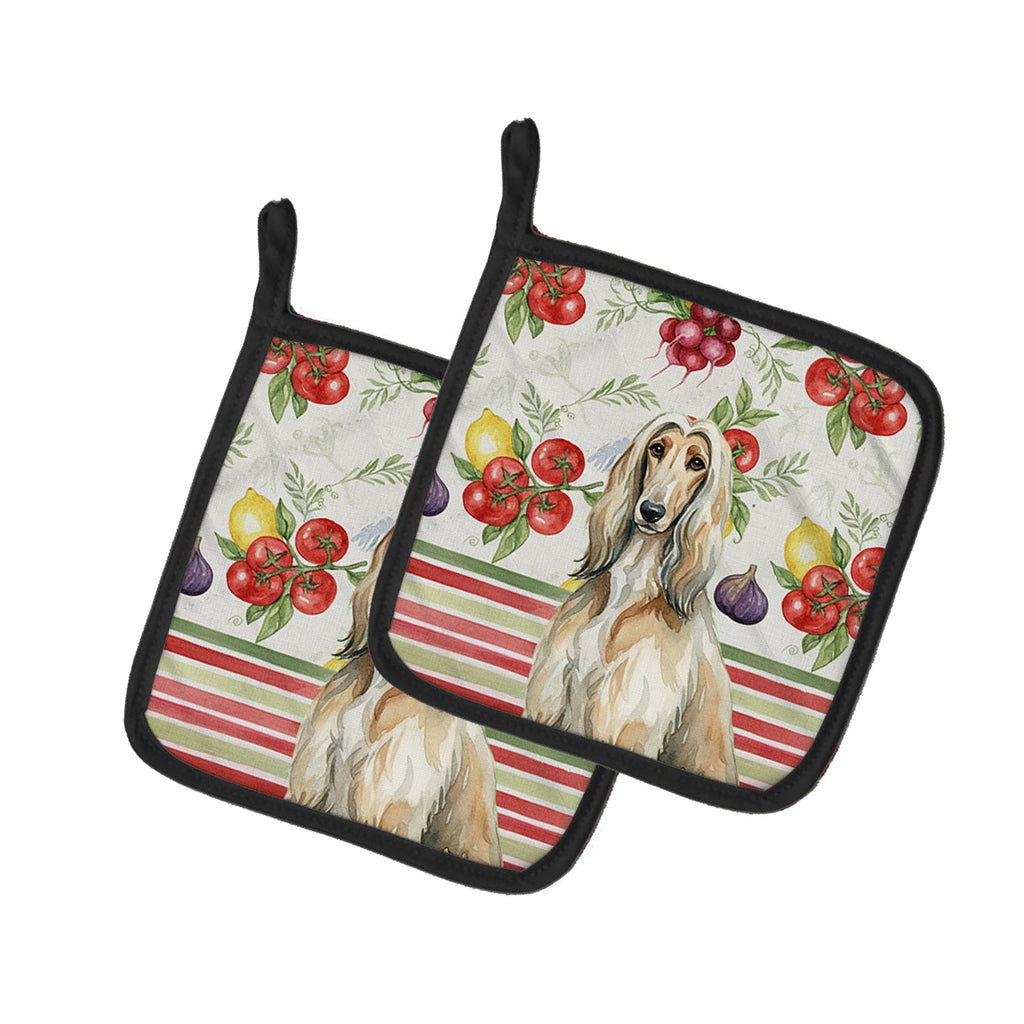 Afghan Hound Vegetables Pot Holder Set of 2 Heat Resistant Quilted Hot Pads 7.5 x 7.5 Inch, Insulated Kitchen Trivets for Cooking & Baking