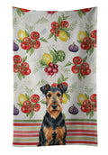Airedale Terrier Vegetables Kitchen Towel Velour Plush Front and Cotton Loop Back Machine Washable