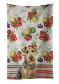 Grizzle Airedale Terrier Vegetables Kitchen Towel Velour Plush Front and Cotton Loop Back Machine Washable