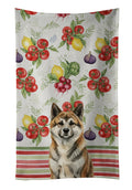 Brindle Akita Vegetables Kitchen Towel Velour Plush Front and Cotton Loop Back Machine Washable