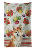 Red Akita Vegetables Kitchen Towel Velour Plush Front and Cotton Loop Back Machine Washable