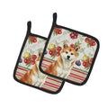 Red Akita Vegetables Pot Holder Set of 2 Heat Resistant Quilted Hot Pads 7.5 x 7.5 Inch, Insulated Kitchen Trivets for Cooking & Baking