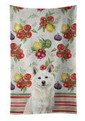 White Akita Vegetables Kitchen Towel Velour Plush Front and Cotton Loop Back Machine Washable