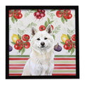 White Akita Vegetables Framed Metal Print Bathroom, Kitchen, Office, Home Decor Wall Art Ready to Hang, Square, 8X8