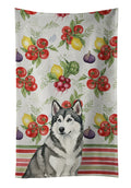 Gray and White Alaskan Malamute Vegetables Kitchen Towel Velour Plush Front and Cotton Loop Back Machine Washable