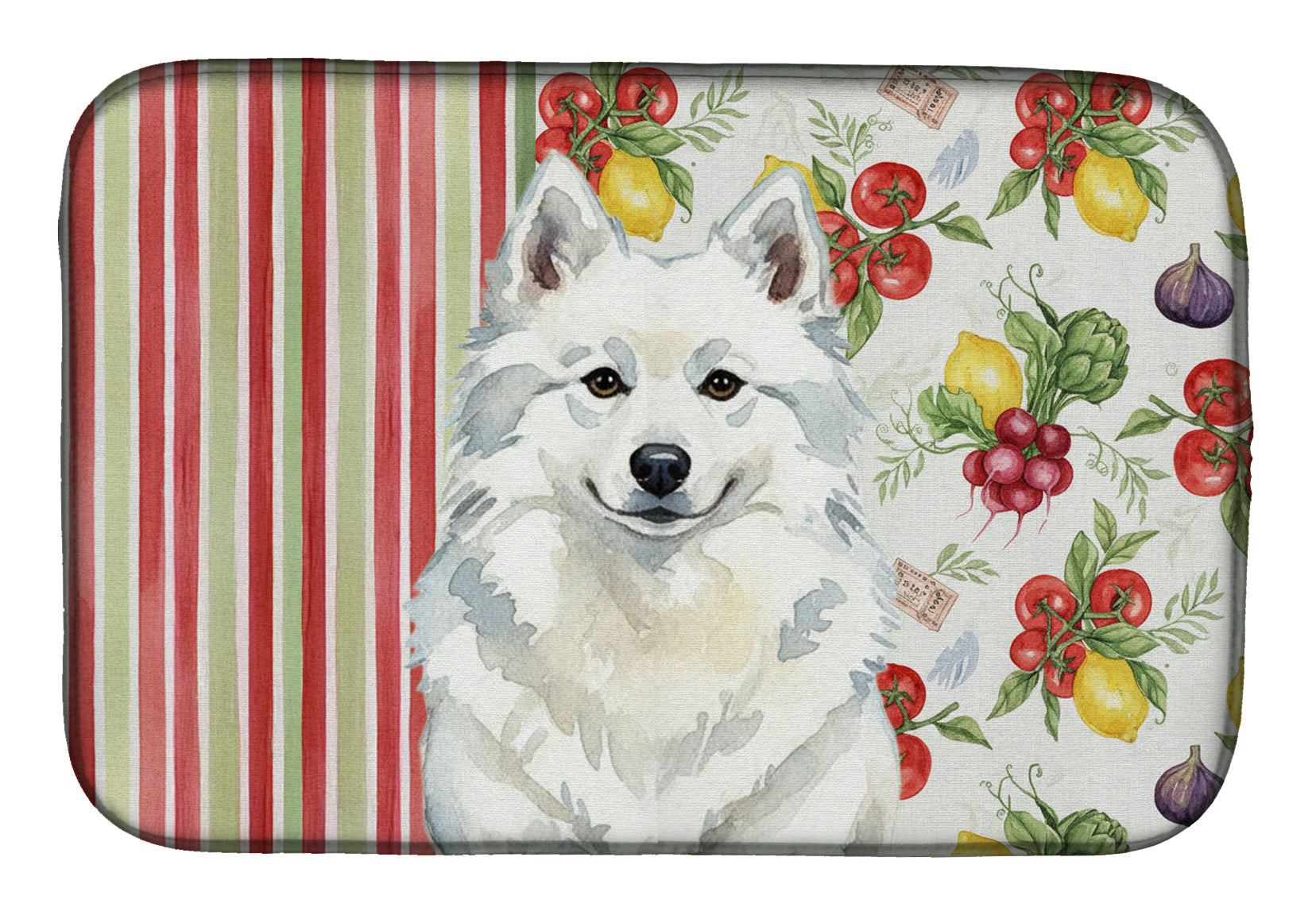 American Eskimo Vegetables Dish Drying Mat Absorbent Dish Drying Mat Pad for Kitchen Counter Dish Drainer Mat for Countertop, 14 x 21", Multicolor