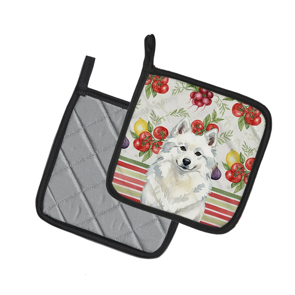 American Eskimo Vegetables Pot Holder Set of 2 Heat Resistant Quilted Hot Pads 7.5 x 7.5 Inch, Insulated Kitchen Trivets for Cooking & Baking