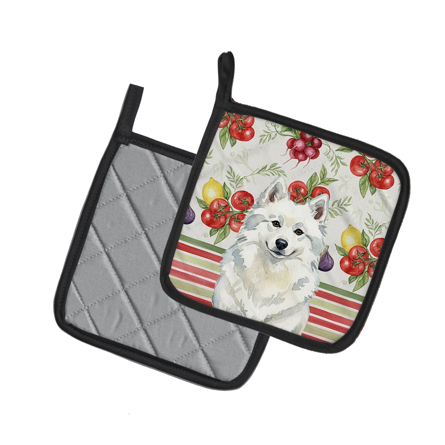 American Eskimo Vegetables Pot Holder Set of 2 Heat Resistant Quilted Hot Pads 7.5 x 7.5 Inch, Insulated Kitchen Trivets for Cooking & Baking