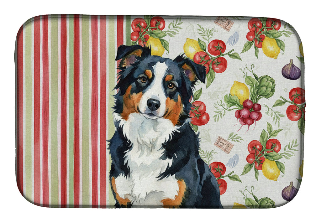 Black Tri American Shepherd Vegetables Dish Drying Mat Absorbent Dish Drying Mat Pad for Kitchen Counter Dish Drainer Mat for Countertop, 14 x 21", Multicolor