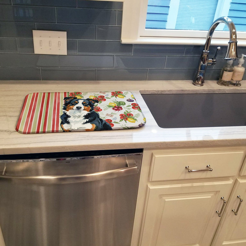 Black Tri American Shepherd Vegetables Dish Drying Mat Absorbent Dish Drying Mat Pad for Kitchen Counter Dish Drainer Mat for Countertop, 14 x 21", Multicolor