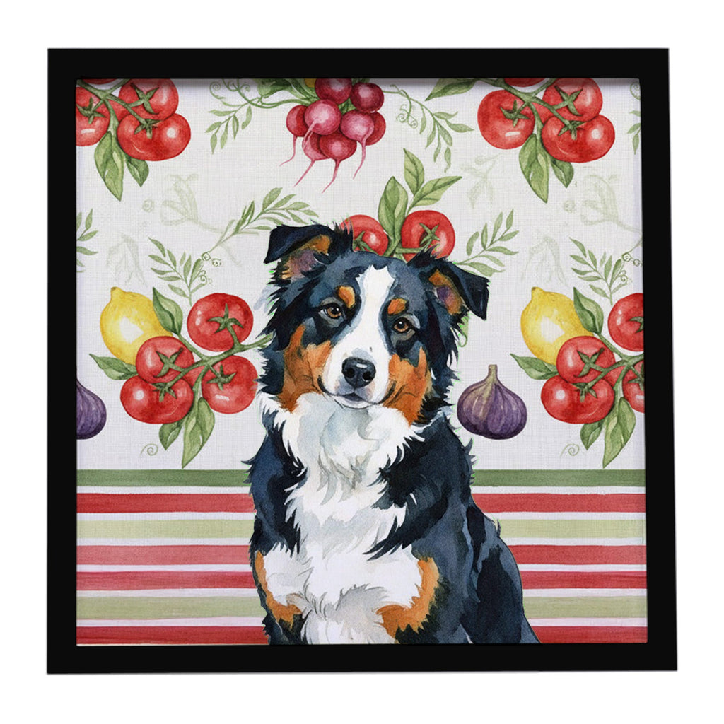 Black Tri American Shepherd Vegetables Framed Metal Print Bathroom, Kitchen, Office, Home Decor Wall Art Ready to Hang, Square, 8X8