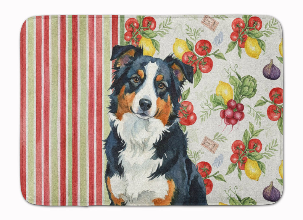 Black Tri American Shepherd Vegetables Memory Foam Kitchen Mat Machine Washable Anti-Fatigue Cushion Comfort Bath or Kitchen Rug